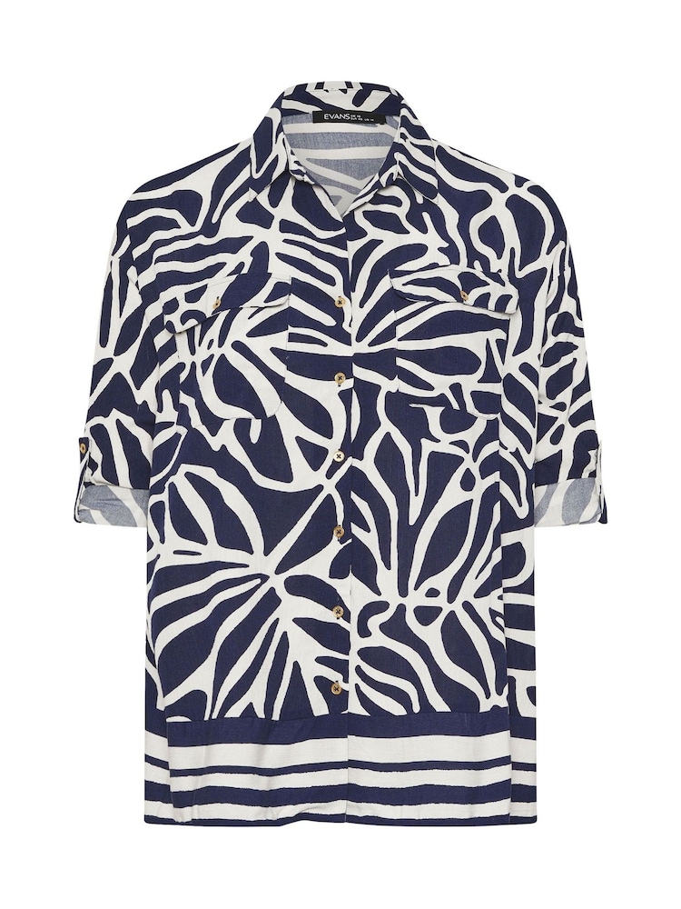 Evans Blue Border Print Shirt - Image 6 of 6