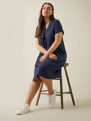 Evans Blue Linen Rich Dress - Image 5 of 6
