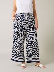 Evans Blue Border Print Trousers - Image 1 of 6