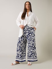Evans Blue Border Print Trousers - Image 4 of 6