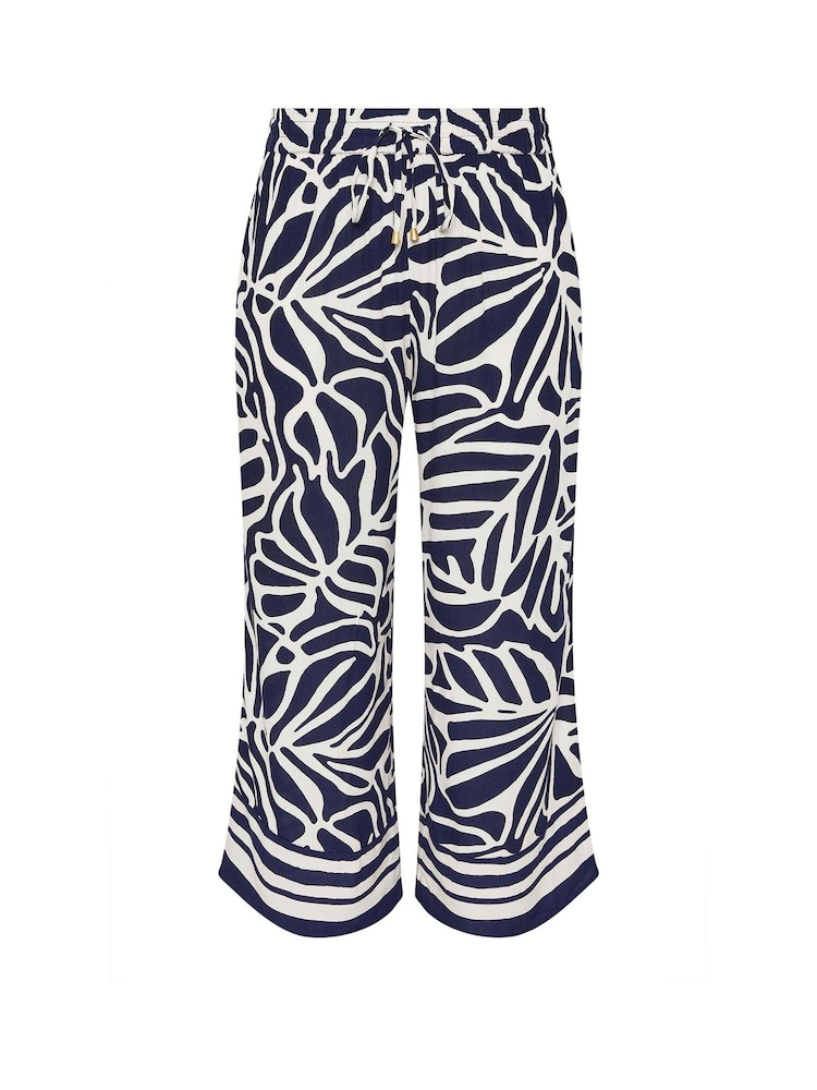 Evans Blue Border Print Trousers - Image 6 of 6
