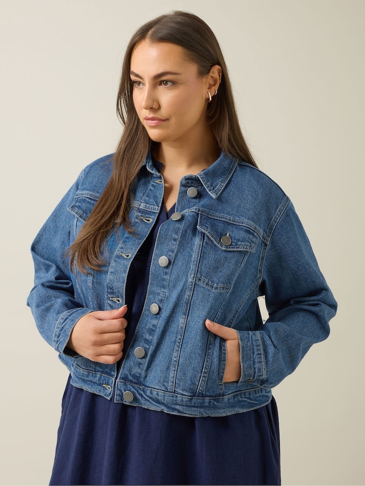 Evans Blue Premium Stretch Denim Jacket - Image 1 of 5 Evans Blue Premium Stretch Denim Jacket - Image 1 of 5