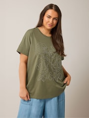 Evans White Chain Detail 100% Cotton T-Shirt - Image 1 of 5