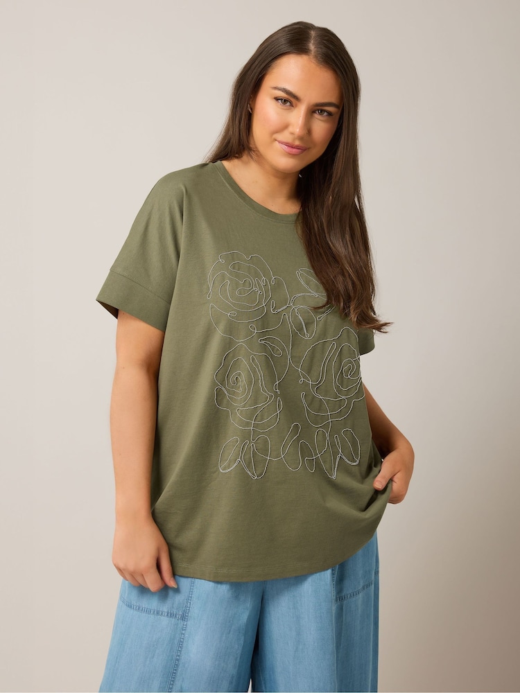 Evans White Chain Detail 100% Cotton T-Shirt - Image 1 of 5