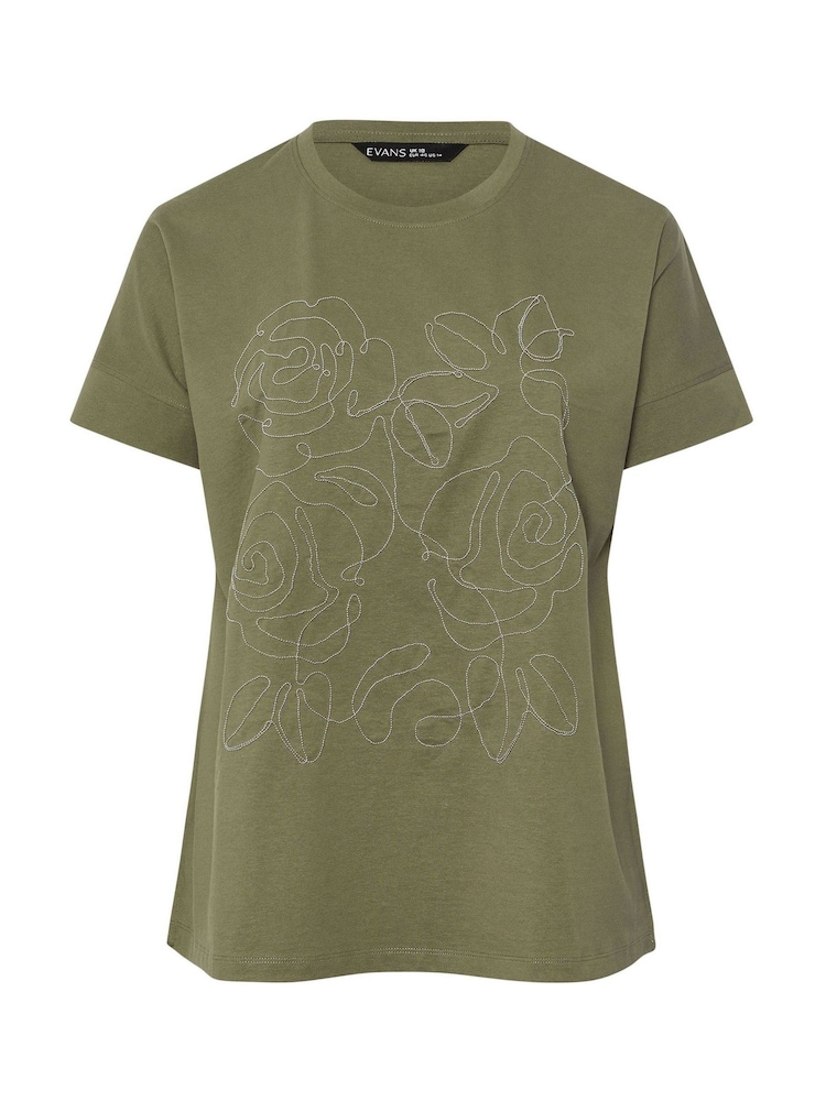 Evans White Chain Detail 100% Cotton T-Shirt - Image 5 of 5
