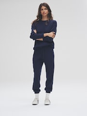 The Set Navy 2 Pack Soft Rib Crew Neck Sweatshirt and Cuffed Joggers Lounge Set - Image 1 of 13