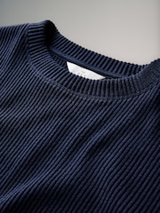 The Set Navy 2 Pack Soft Rib Crew Neck Sweatshirt and Cuffed Joggers Lounge Set - Image 12 of 13