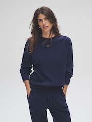 The Set Navy 2 Pack Soft Rib Crew Neck Sweatshirt and Cuffed Joggers Lounge Set - Image 3 of 13
