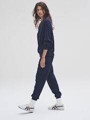 The Set Navy 2 Pack Soft Rib Crew Neck Sweatshirt and Cuffed Joggers Lounge Set - Image 4 of 13