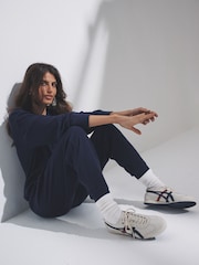 The Set Navy 2 Pack Soft Rib Crew Neck Sweatshirt and Cuffed Joggers Lounge Set - Image 5 of 13