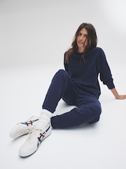 The Set Navy 2 Pack Soft Rib Crew Neck Sweatshirt and Cuffed Joggers Lounge Set - Image 6 of 13