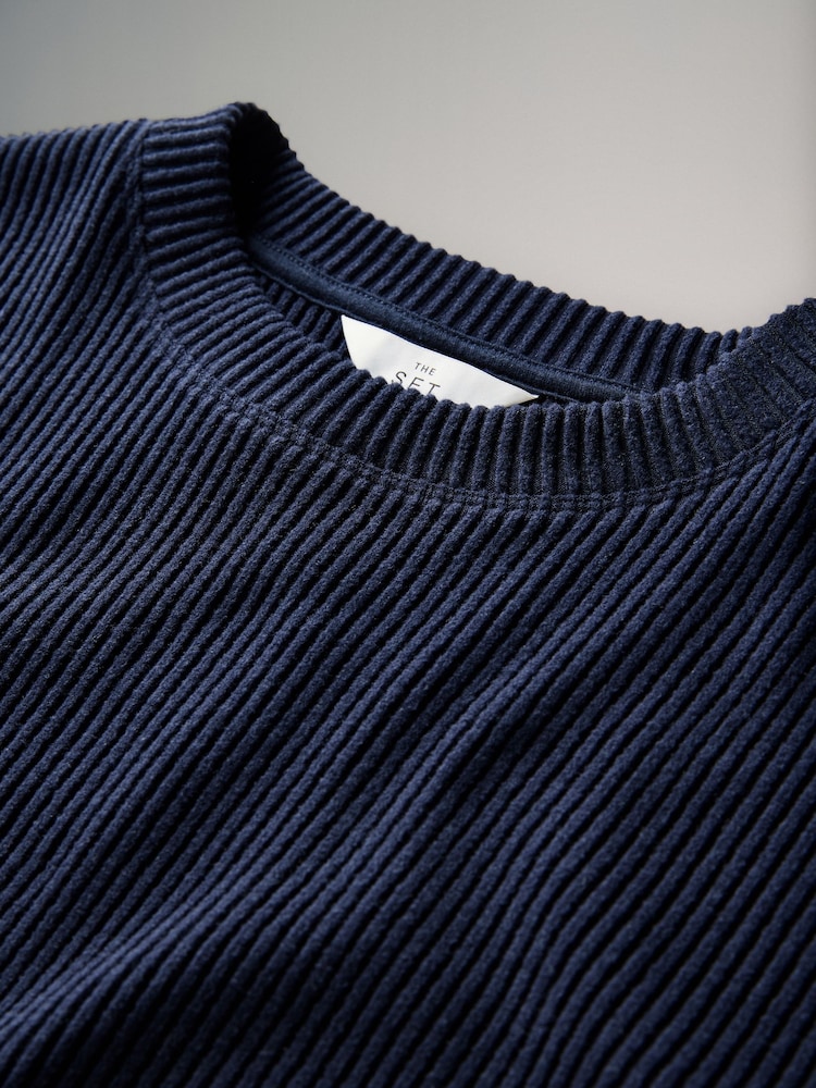 The Set Navy 2 Pack Soft Rib Crew Neck Sweatshirt and Cuffed Joggers Lounge Set - Image 6 of 6 The Set Navy 2 Pack Soft Rib Crew Neck Sweatshirt and Cuffed Joggers Lounge Set - Image 6 of 6