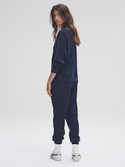 The Set Navy 2 Pack Soft Rib Crew Neck Sweatshirt and Cuffed Joggers Lounge Set - Image 7 of 13