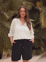 Evans Linen Rich Black Shorts - Image 1 of 10