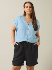 Evans Linen Rich Black Shorts - Image 6 of 10