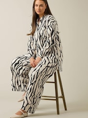 Evans Wide Leg Linen Rich White Trousers - Image 1 of 4