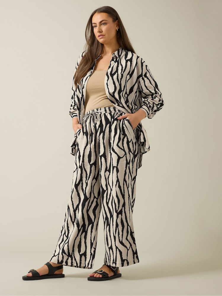 Evans Wide Leg Linen Rich White Trousers - Image 4 of 4