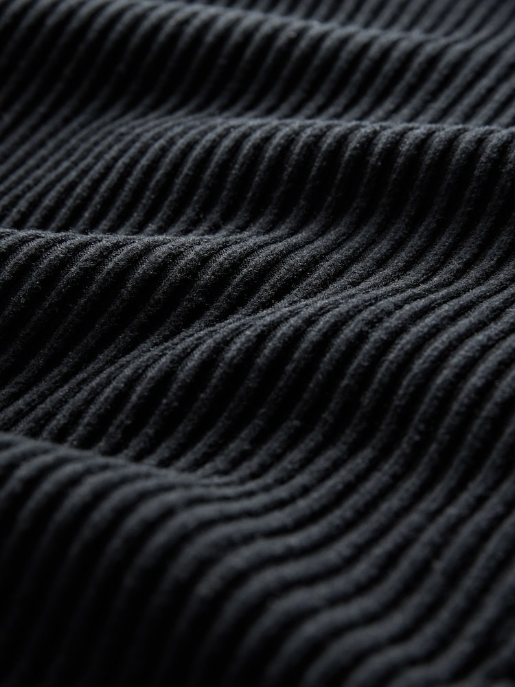 The Set Black Soft Touch Rib Funnel Neck Sweatshirt/Wide Leg Joggers Coord - Image 5 of 5
