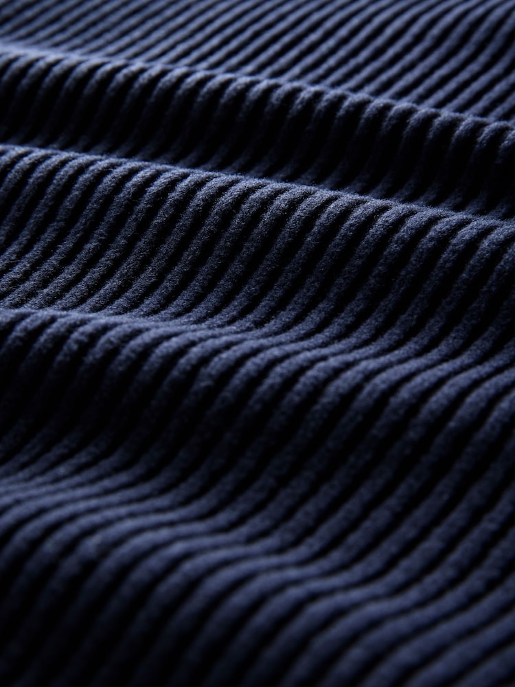 The Set Navy Soft Touch Rib Funnel Neck Sweatshirt/Wide Leg Joggers Coord - Image 11 of 11