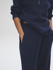 The Set Navy Soft Touch Rib Funnel Neck Sweatshirt/Wide Leg Joggers Coord - Image 6 of 11