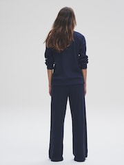 The Set Navy Soft Touch Rib Funnel Neck Sweatshirt/Wide Leg Joggers Coord - Image 7 of 11