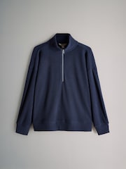 The Set Navy Soft Touch Rib Funnel Neck Sweatshirt/Wide Leg Joggers Coord - Image 8 of 11