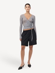 St Agni Grey Baby Wool Wrap Top - Image 1 of 4