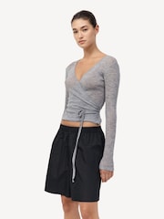 St Agni Grey Baby Wool Wrap Top - Image 3 of 4