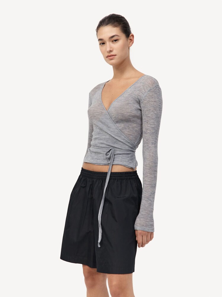 St Agni Grey Baby Wool Wrap Top - Image 3 of 3 St Agni Grey Baby Wool Wrap Top - Image 3 of 3