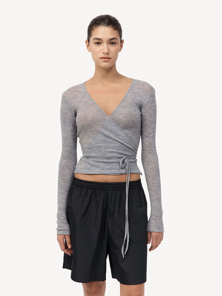 St Agni Grey Baby Wool Wrap Top - Image 4 of 4