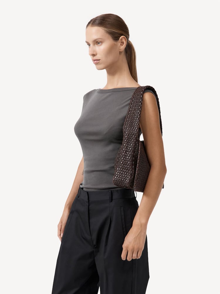 St Agni Brown Lattice Everyday Satchel Bag - Image 3 of 3