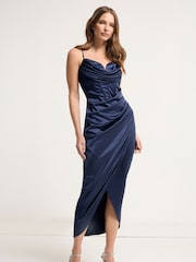 Star by Julien MacDonald Blue Plain Satin Dress - Image 1 of 5