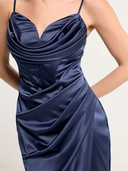 Star by Julien MacDonald Blue Plain Satin Dress - Image 4 of 5
