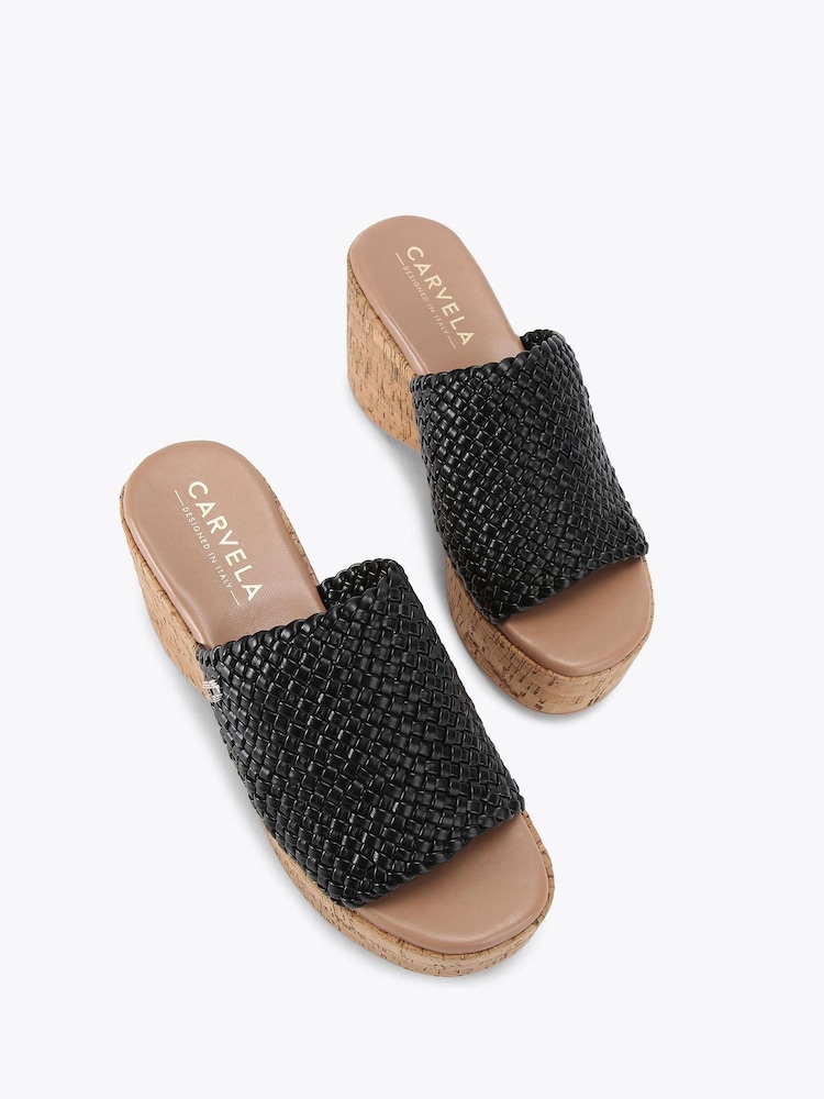 Schwarz - Carvela Comfort Krypton Weave Wedge Sandals - Bild 1 von 3