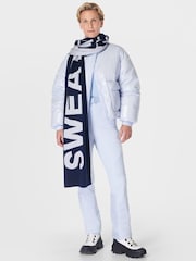 Sweaty Betty Blue Snowfall High Shine Cropped Ski Puffer Coat - Image 2 of 9