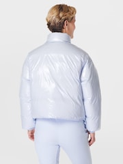 Sweaty Betty Blue Snowfall High Shine Cropped Ski Puffer Coat - Image 3 of 9