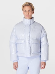 Sweaty Betty Blue Snowfall High Shine Cropped Ski Puffer Coat - Image 4 of 9