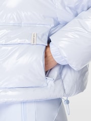 Sweaty Betty Blue Snowfall High Shine Cropped Ski Puffer Coat - Image 8 of 9