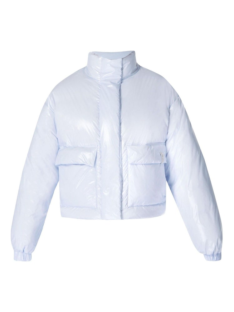 Sweaty Betty Blue Snowfall High Shine Cropped Ski Puffer Coat - Image 9 of 9