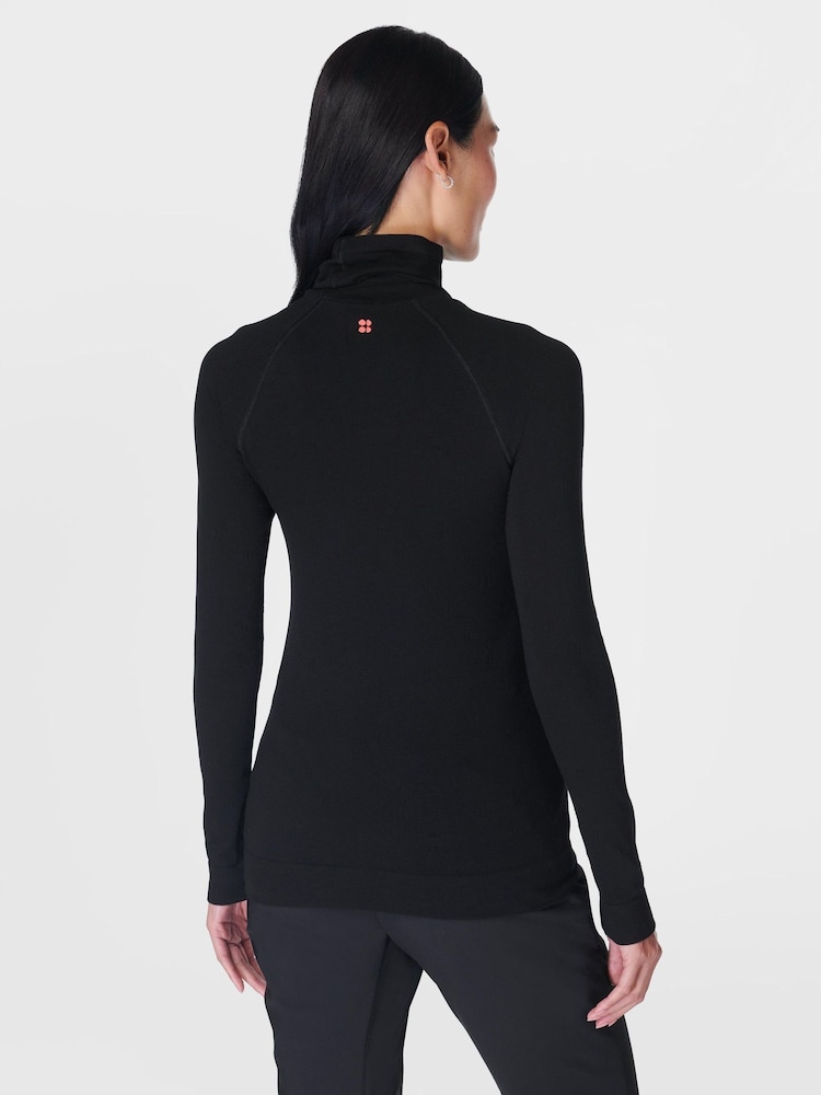 Sweaty Betty Black Modal Dot High Neck Jacquard Base Layer Top - Image 2 of 8 Sweaty Betty Black Modal Dot High Neck Jacquard Base Layer Top - Image 2 of 8