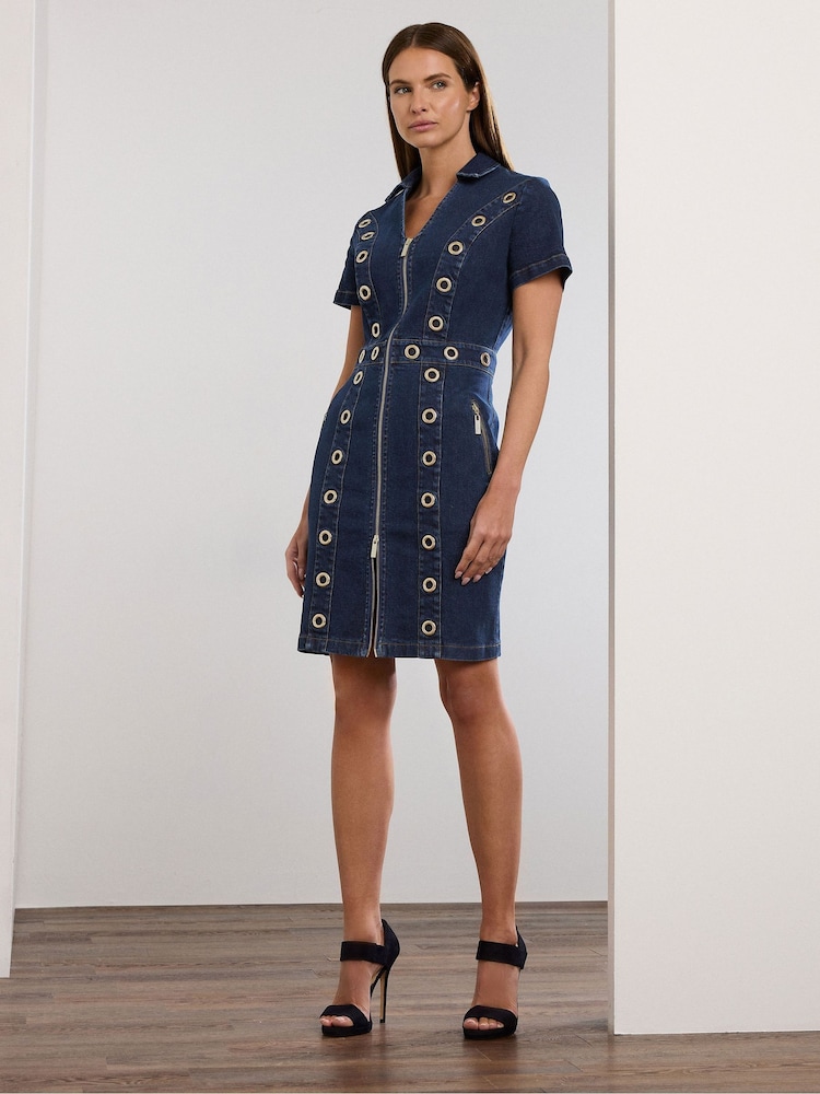 Star by Julien MacDonald Blue Denim Eyelet Dress - Image 1 of 5