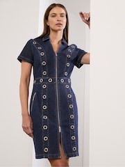 Star by Julien MacDonald Blue Denim Eyelet Dress - Image 2 of 5