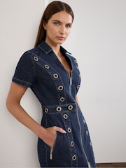 Star by Julien MacDonald Blue Denim Eyelet Dress - Image 3 of 5