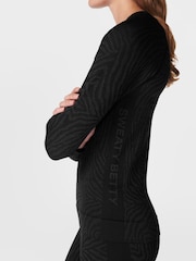 Sweaty Betty Black Animal Print Crew Neck Base Layer Top - Image 2 of 5