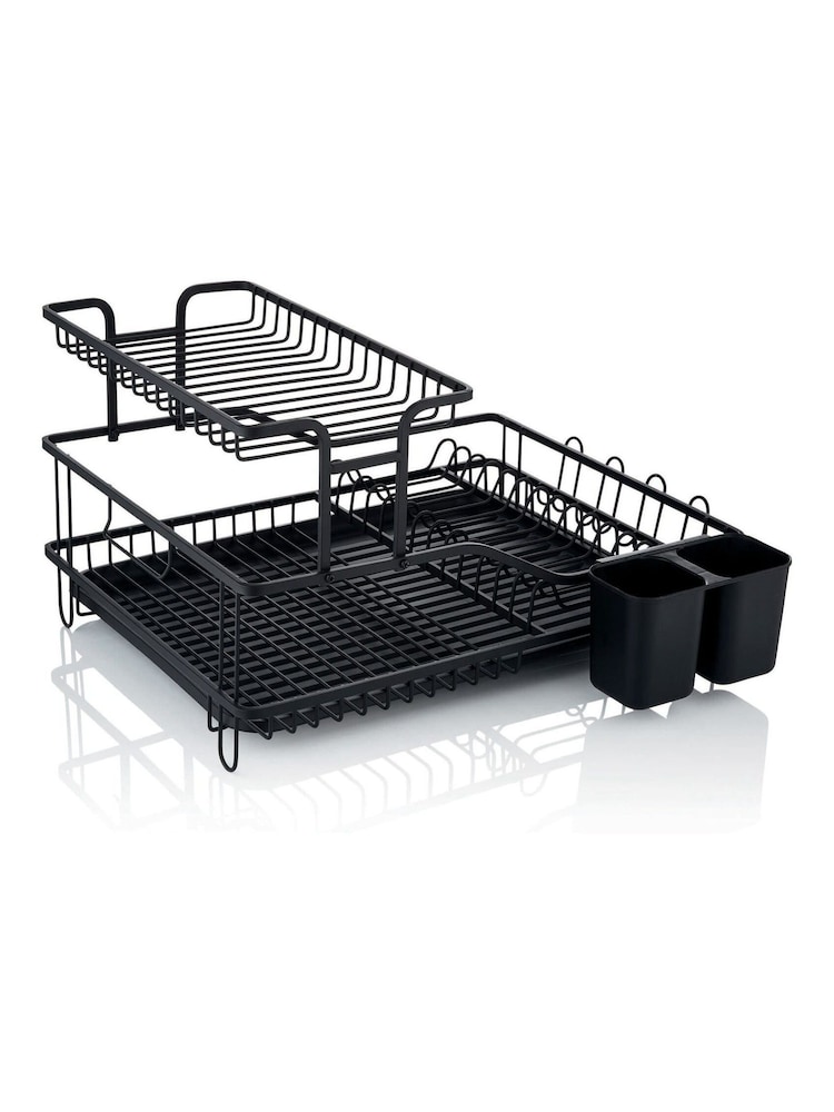 Swan Black 15 Plate Dish Rack with Removable Cutlery Holder - Image 1 of 10