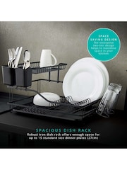 Swan Black 15 Plate Dish Rack with Removable Cutlery Holder - Image 4 of 10