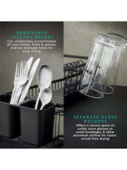 Swan Black 15 Plate Dish Rack with Removable Cutlery Holder - Image 5 of 10