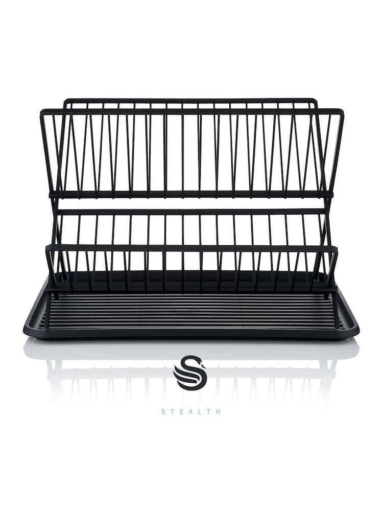 Swan Black Collapsible Dish Rack with Removable Drip Tray - Image 2 of 10