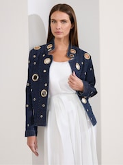 Star by Julien MacDonald Blue Denim Waterfall Eyelet Jacket - Image 2 of 5