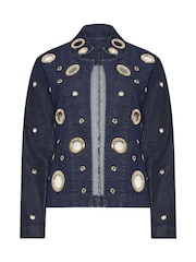 Star by Julien MacDonald Blue Denim Waterfall Eyelet Jacket - Image 5 of 5